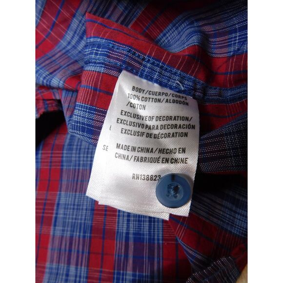 Men's Western Snap Shirt Sz. L Moon Shine Blue Red Short Sleeves - Picture 6 of 9